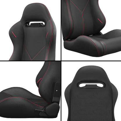 2PC Universal Bucket Racing Seats Stitch PVC Leather Reclinable Carbon Look Leather Black With Adjustor Slider(Not Including Seat Bracket) 1 box of 2 pieces image 9