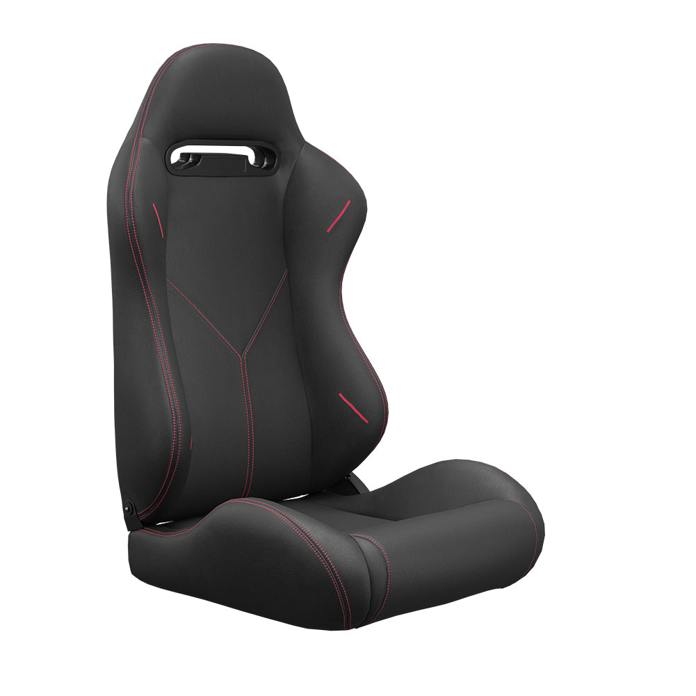 2PC Universal Bucket Racing Seats Stitch PVC Leather Reclinable Carbon Look Leather Black With Adjustor Slider(Not Including Seat Bracket) 1 box of 2 pieces image 7