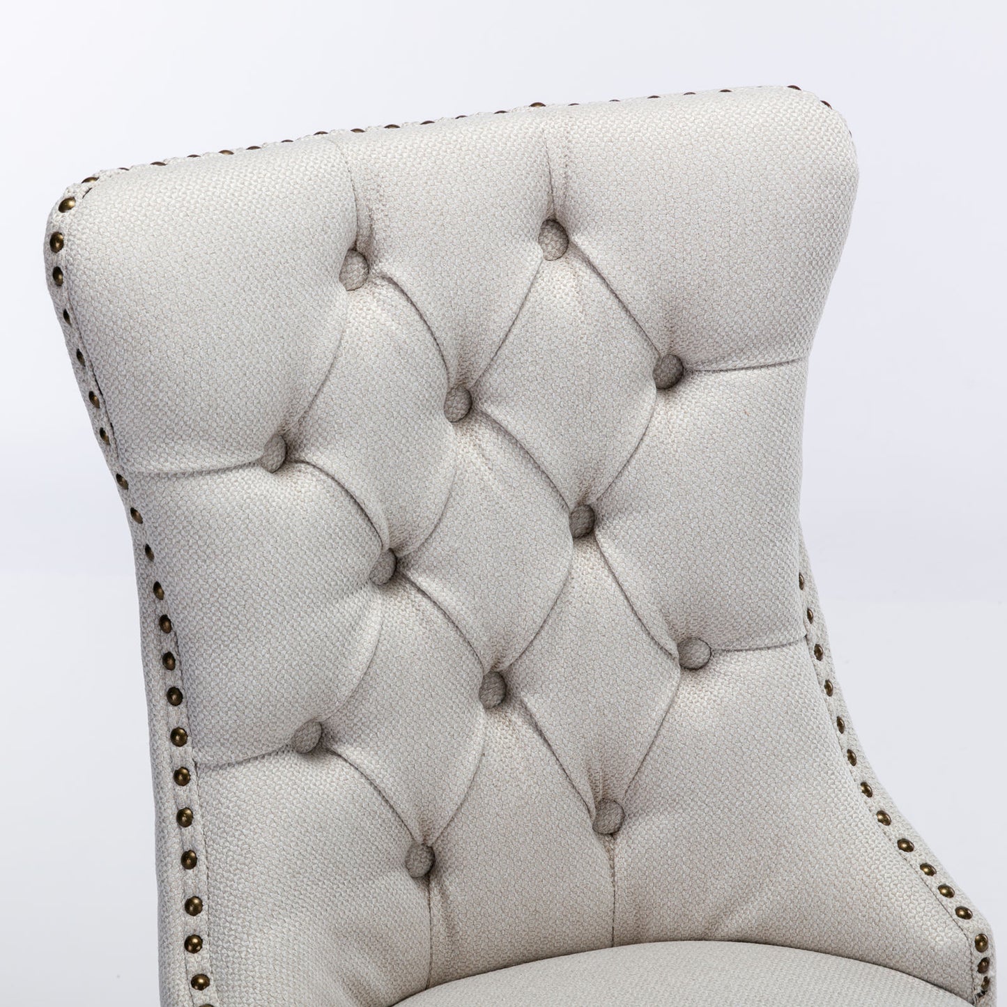 Nikki Collection Modern, High-end Tufted Solid Wood Contemporary Flax Upholstered Dining Chair with Wood Legs Nailhead Trim 2-Pcs Set,Gray, SW6801BG image 8