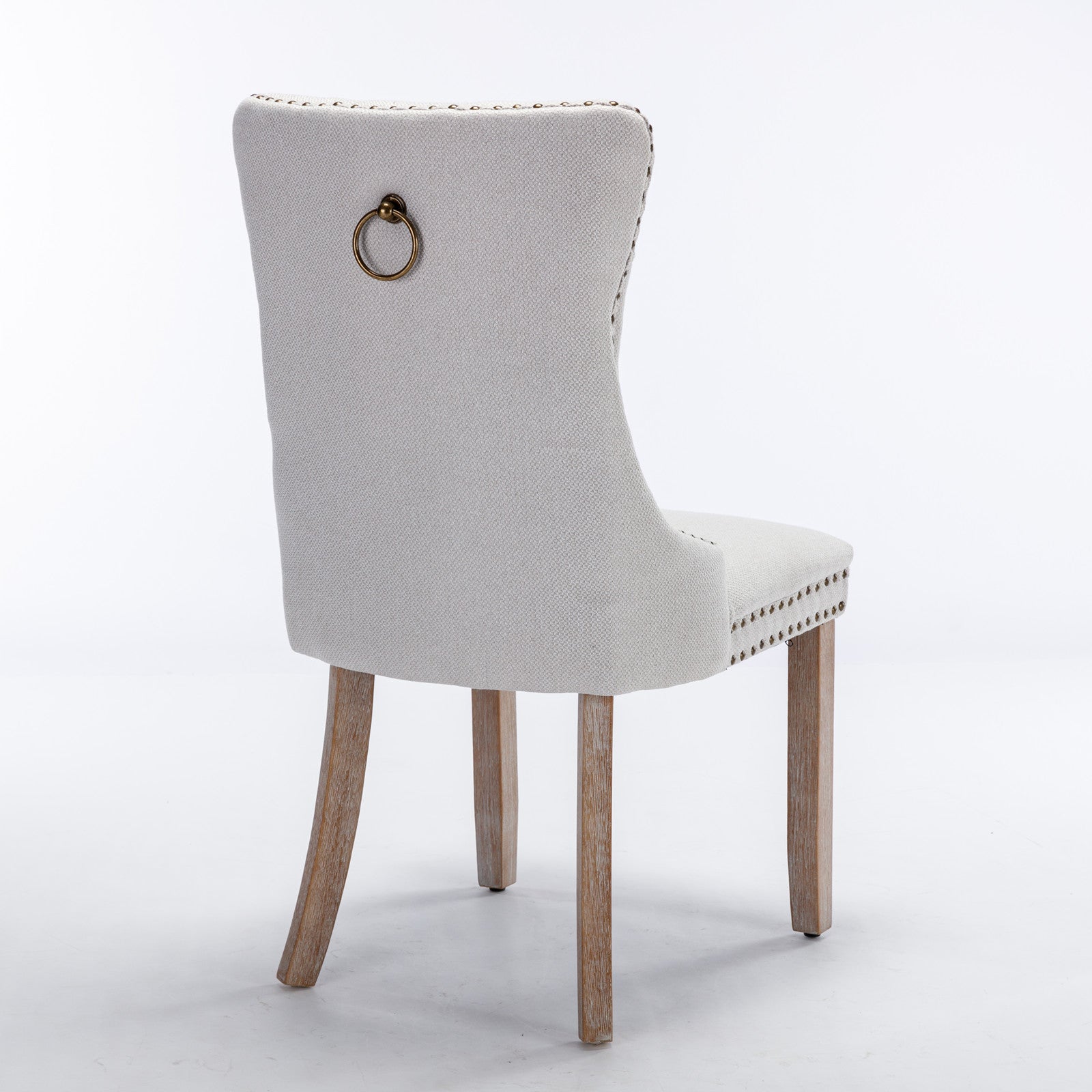 Nikki Collection Modern, High-end Tufted Solid Wood Contemporary Flax Upholstered Dining Chair with Wood Legs Nailhead Trim 2-Pcs Set,Gray, SW6801BG image 5
