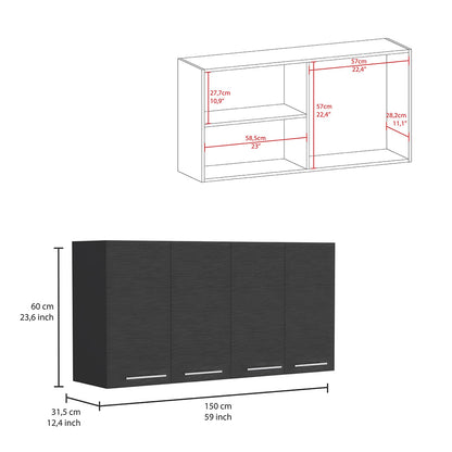 Kitchen Cabinet Durham, Four Doors, Black Wengue Finish image 2
