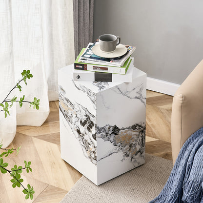 Modern white MDF + sticker material, cube fashion texture design coffee table, suitable for various situations and scenes, is a good choice for home decoration. image 4