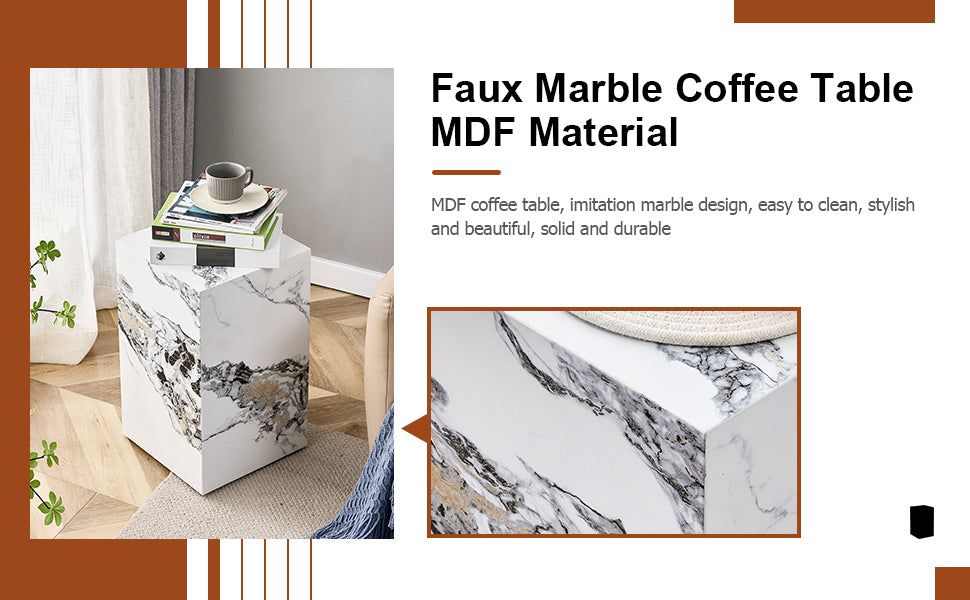 Modern white MDF + sticker material, cube fashion texture design coffee table, suitable for various situations and scenes, is a good choice for home decoration. image 8