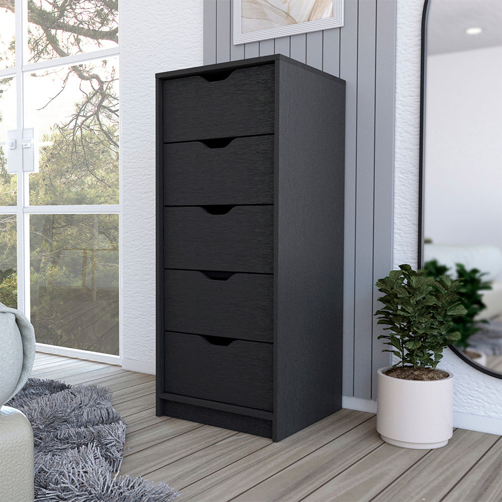 Dresser Kamran, Five Drawers Narrow, Black Wengue Finish image 1
