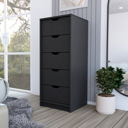 Dresser Kamran, Five Drawers Narrow, Black Wengue Finish image 1