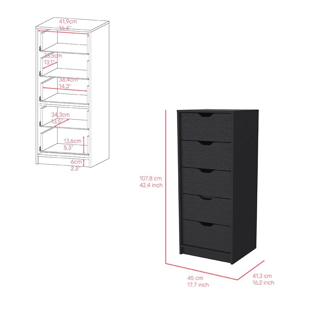 Dresser Kamran, Five Drawers Narrow, Black Wengue Finish image 5