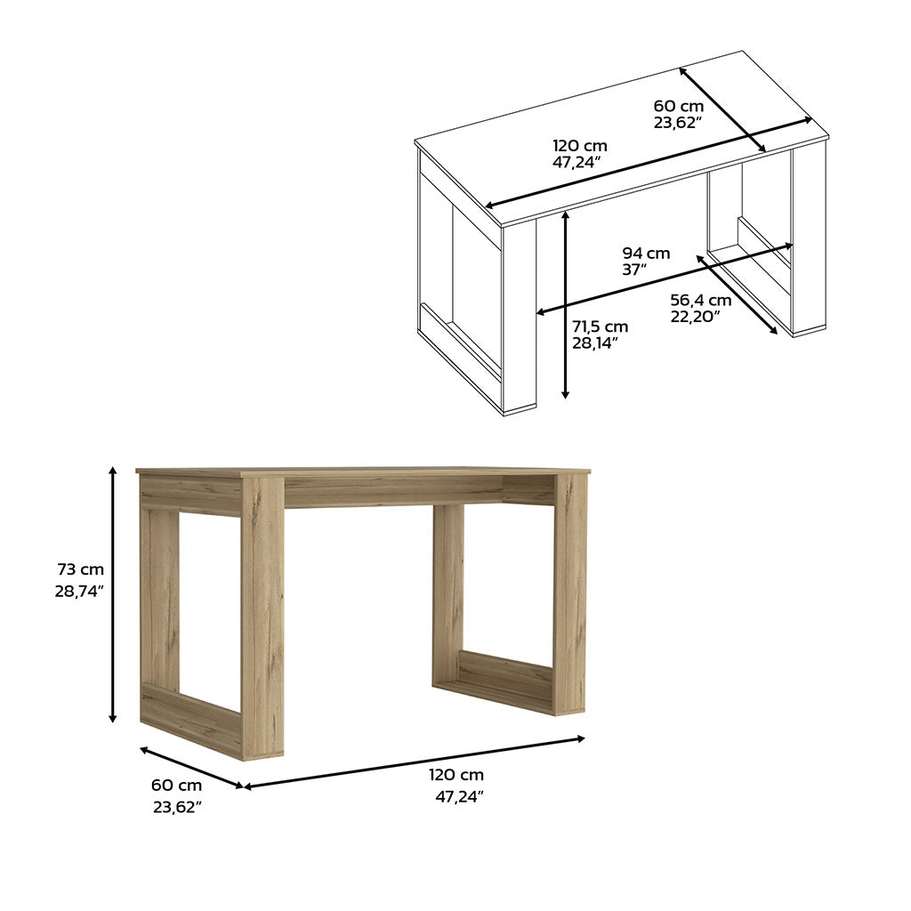 Computer Desk Albion with Ample Worksurface and Legs, Light Oak Finish image 2