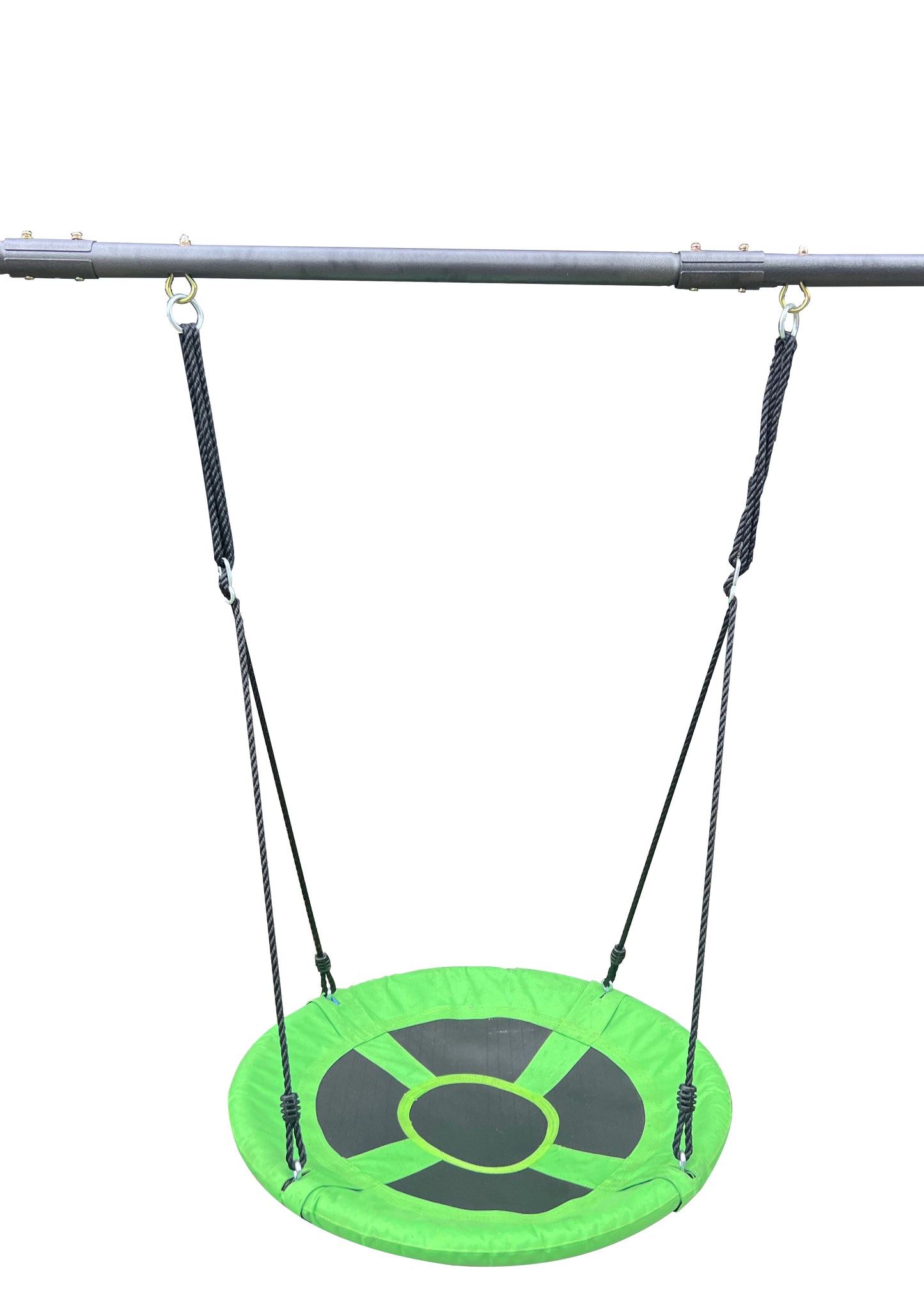 XNS052 green and blue interesting six function swingset with net swing metal plastic safe swing set 440lbs for outdoor playground for age 3+ with 31.5in net swing image 2