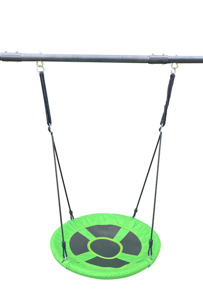 XNS052 green and blue interesting six function swingset with net swing metal plastic safe swing set 440lbs for outdoor playground for age 3+ with 31.5in net swing image 2
