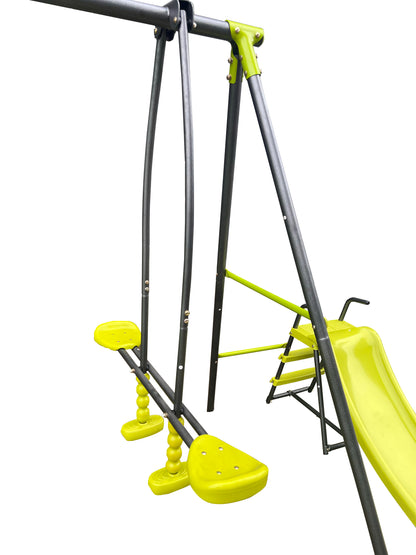 XNS052 green and blue interesting six function swingset with net swing metal plastic safe swing set 440lbs for outdoor playground for age 3+ with 31.5in net swing image 7