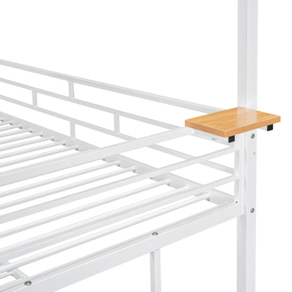 Twin Over Twin Metal Bunk Bed, Metal Housebed with Slide and Storage Stair, White with White Slide(OLD SKU: SF000195AAK) image 12