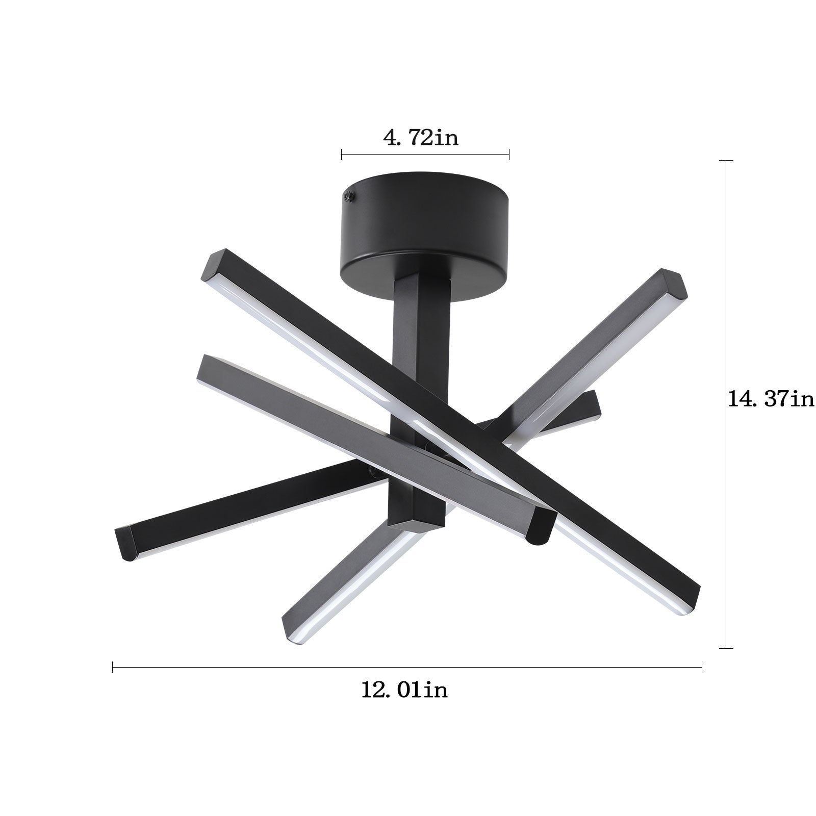 12 Inch Modern LED Ceiling Light, Geometric Starburst Design with Black Finish for Living Room, Bedroom, and Hallways image 10