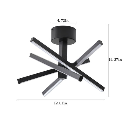 12 Inch Modern LED Ceiling Light, Geometric Starburst Design with Black Finish for Living Room, Bedroom, and Hallways image 10