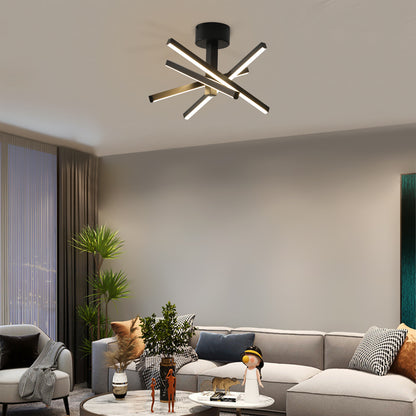 12 Inch Modern LED Ceiling Light, Geometric Starburst Design with Black Finish for Living Room, Bedroom, and Hallways image 2