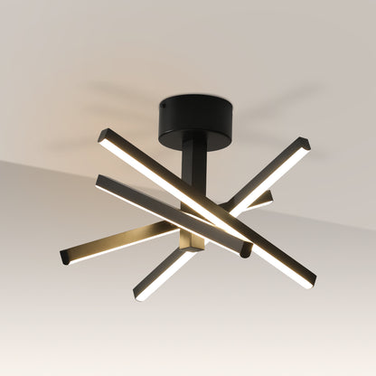 12 Inch Modern LED Ceiling Light, Geometric Starburst Design with Black Finish for Living Room, Bedroom, and Hallways image 8