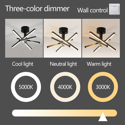12 Inch Modern LED Ceiling Light, Geometric Starburst Design with Black Finish for Living Room, Bedroom, and Hallways image 7