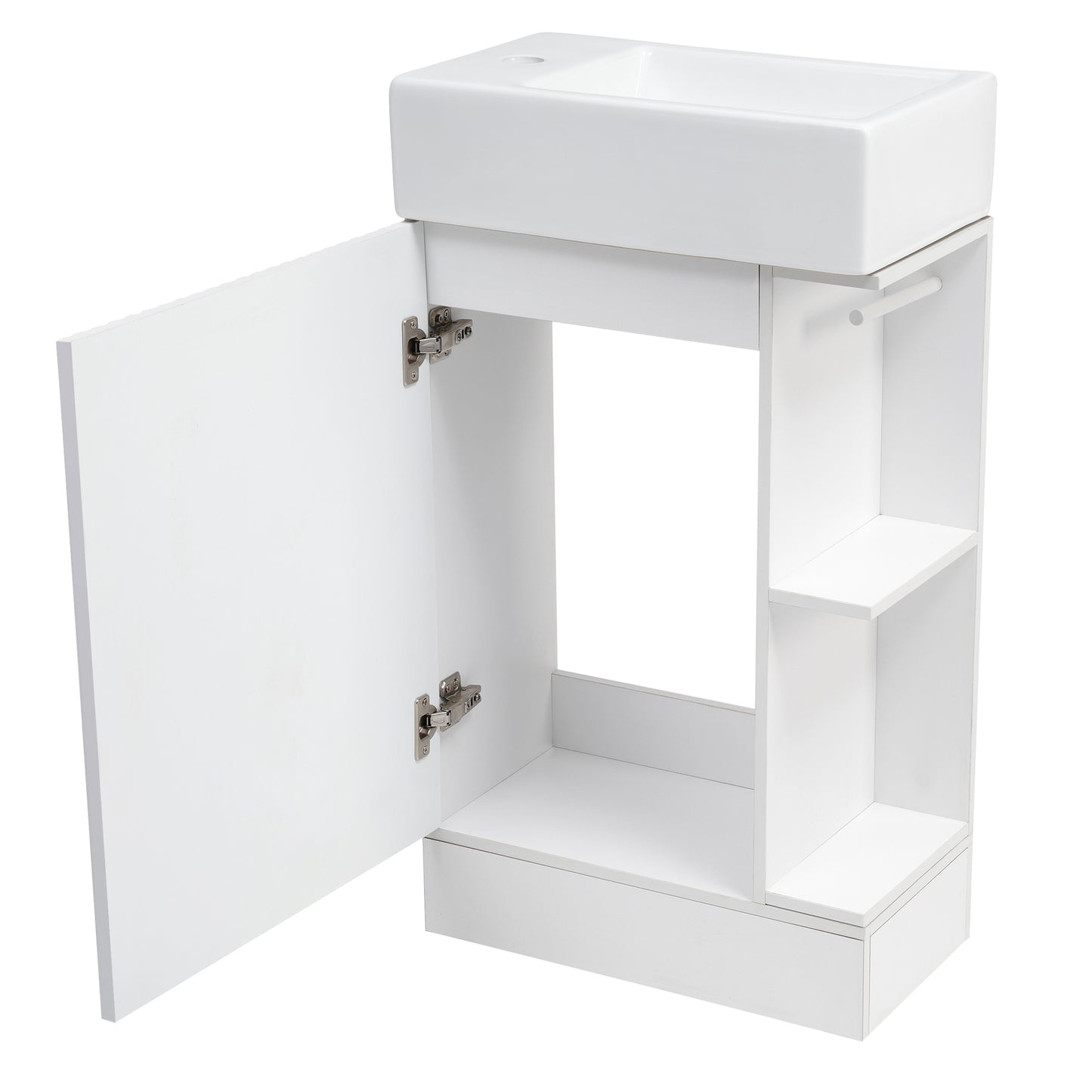 18.6" Bathroom Vanity with Sink, Bathroom Vanity Cabinet with Two-tier Shelf, Left or Right Orientation, White (Old Sku:WF308491AAK) image 7