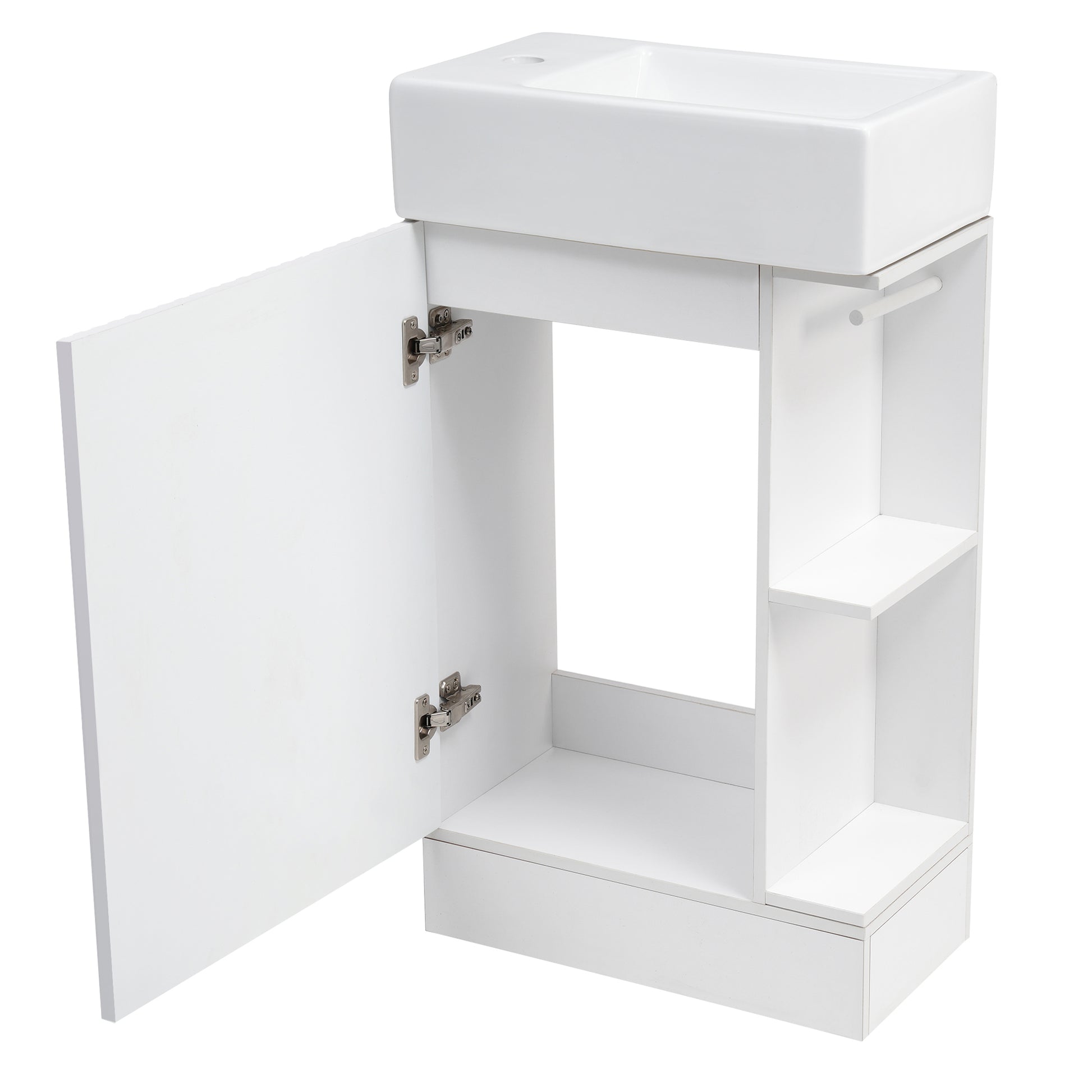 18.6" Bathroom Vanity with Sink, Bathroom Vanity Cabinet with Two-tier Shelf, Left or Right Orientation, White (Old Sku:WF308491AAK) image 7