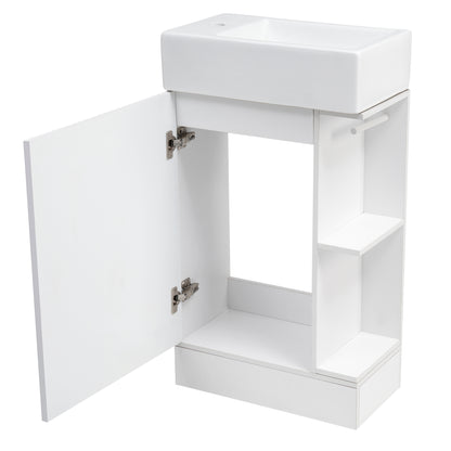 18.6" Bathroom Vanity with Sink, Bathroom Vanity Cabinet with Two-tier Shelf, Left or Right Orientation, White (Old Sku:WF308491AAK) image 7