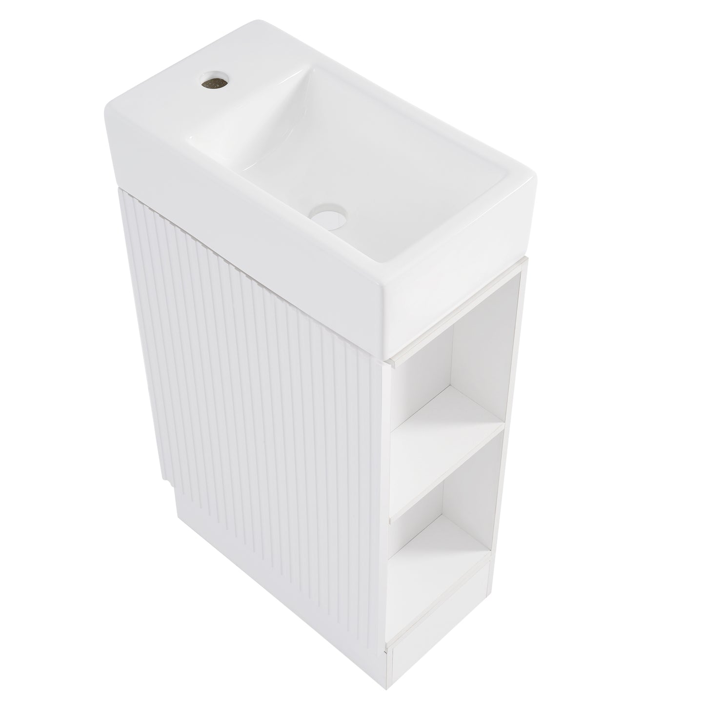 18.6" Bathroom Vanity with Sink, Bathroom Vanity Cabinet with Two-tier Shelf, Left or Right Orientation, White (Old Sku:WF308491AAK) image 4