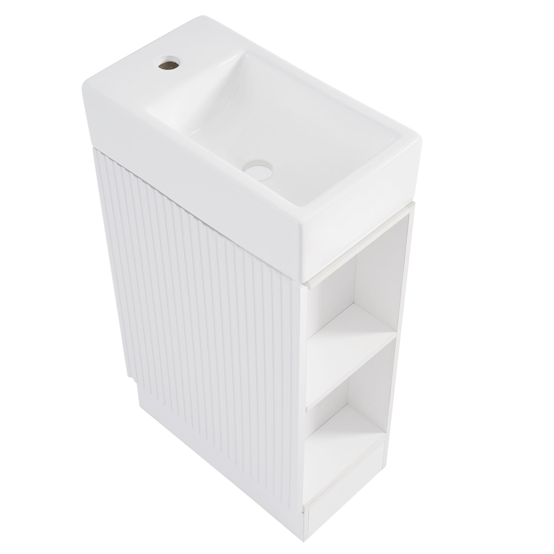 18.6" Bathroom Vanity with Sink, Bathroom Vanity Cabinet with Two-tier Shelf, Left or Right Orientation, White (Old Sku:WF308491AAK) image 4