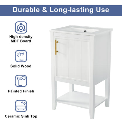 20" Bathroom Vanity with Sink, Bathroom Cabinet with Soft Closing Door, Storage Rack and Open Shelf, White(Old SKU:WF308492AAK/N725P220604K) image 4