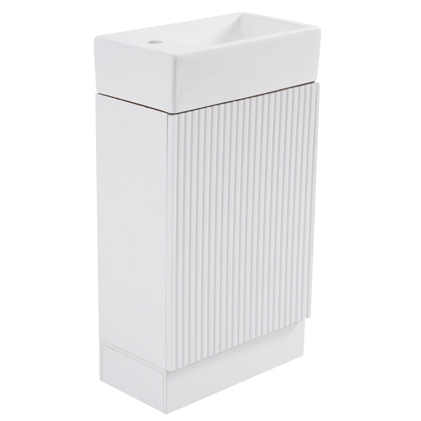 18.6" Bathroom Vanity with Sink, Bathroom Vanity Cabinet with Two-tier Shelf, Left or Right Orientation, White (Old Sku:WF308491AAK) image 8
