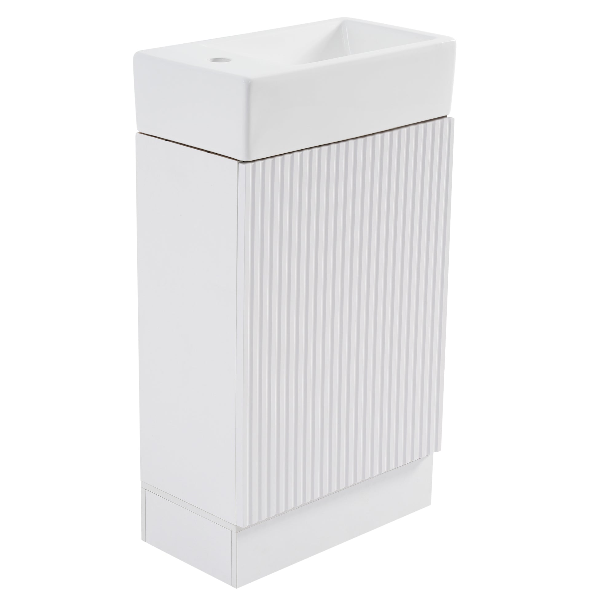 18.6" Bathroom Vanity with Sink, Bathroom Vanity Cabinet with Two-tier Shelf, Left or Right Orientation, White (Old Sku:WF308491AAK) image 8