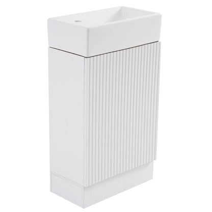 18.6" Bathroom Vanity with Sink, Bathroom Vanity Cabinet with Two-tier Shelf, Left or Right Orientation, White (Old Sku:WF308491AAK) image 8