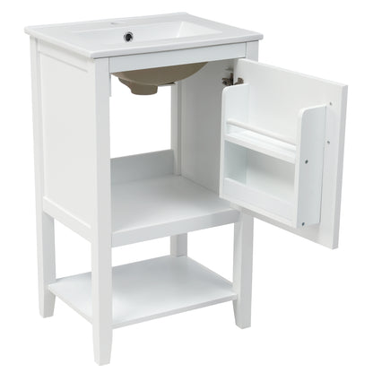 20" Bathroom Vanity with Sink, Bathroom Cabinet with Soft Closing Door, Storage Rack and Open Shelf, White(Old SKU:WF308492AAK/N725P220604K) image 12