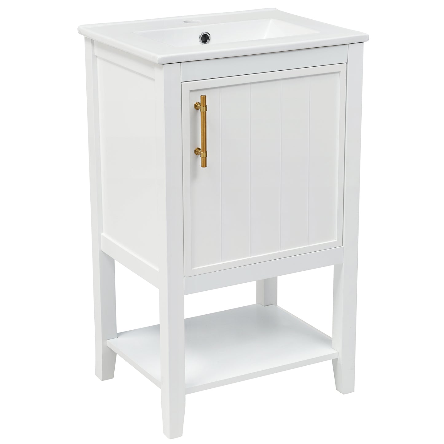 20" Bathroom Vanity with Sink, Bathroom Cabinet with Soft Closing Door, Storage Rack and Open Shelf, White(Old SKU:WF308492AAK/N725P220604K) image 9