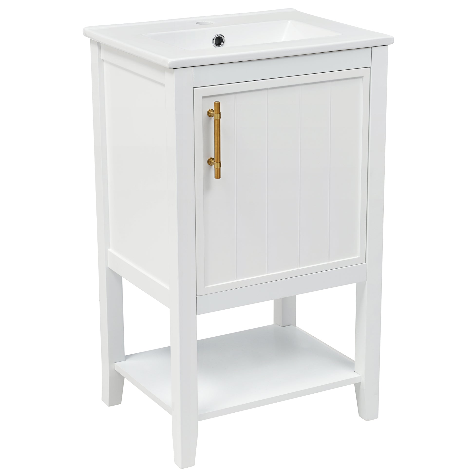 20" Bathroom Vanity with Sink, Bathroom Cabinet with Soft Closing Door, Storage Rack and Open Shelf, White(Old SKU:WF308492AAK/N725P220604K) image 9
