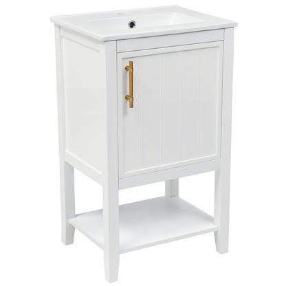 20" Bathroom Vanity with Sink, Bathroom Cabinet with Soft Closing Door, Storage Rack and Open Shelf, White(Old SKU:WF308492AAK/N725P220604K) image 9