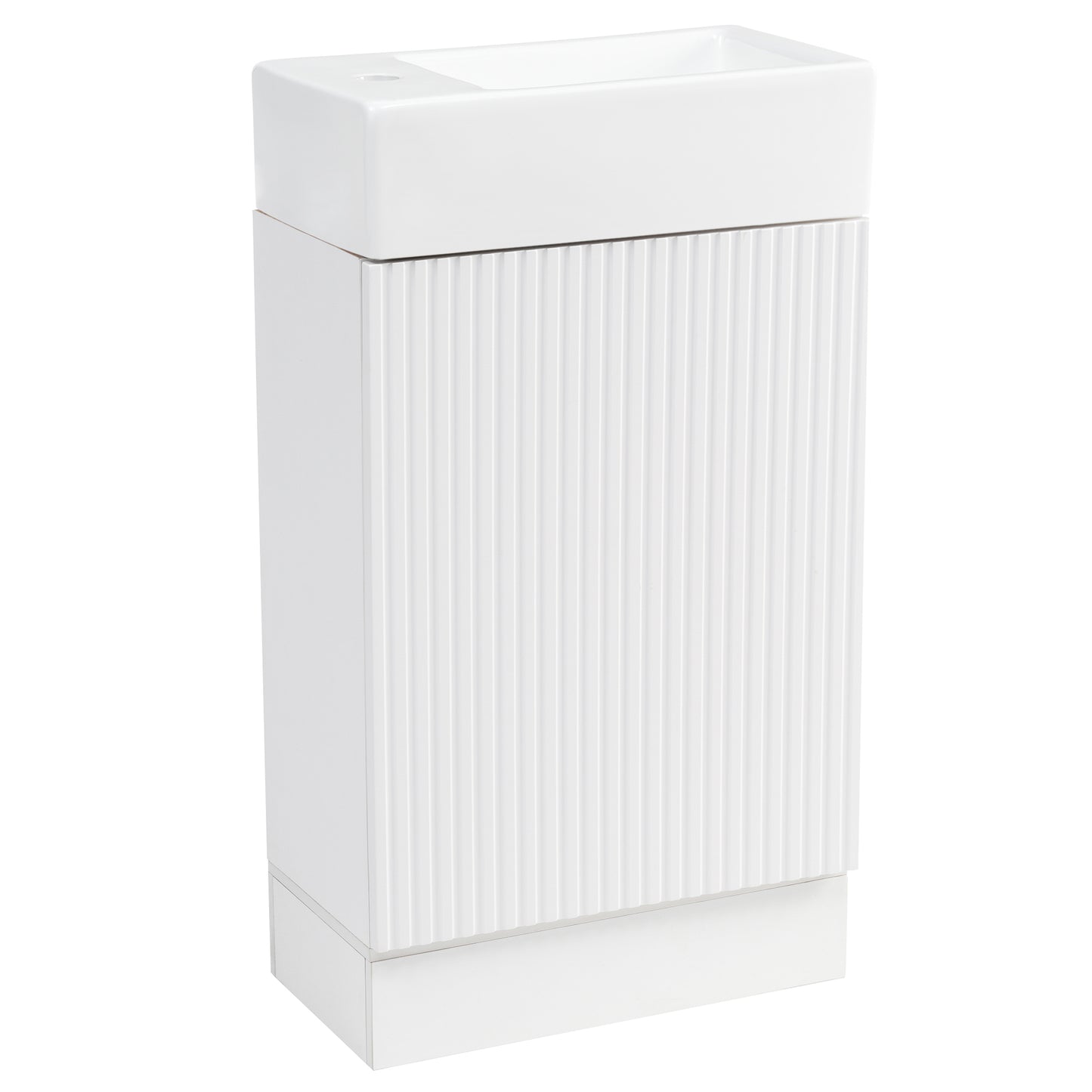 18.6" Bathroom Vanity with Sink, Bathroom Vanity Cabinet with Two-tier Shelf, Left or Right Orientation, White (Old Sku:WF308491AAK) image 10