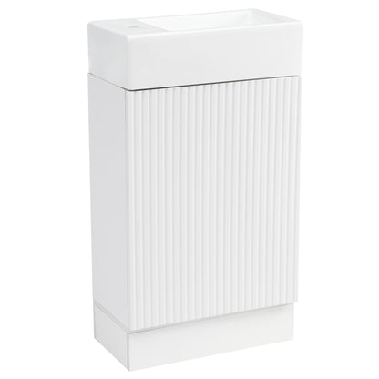 18.6" Bathroom Vanity with Sink, Bathroom Vanity Cabinet with Two-tier Shelf, Left or Right Orientation, White (Old Sku:WF308491AAK) image 10