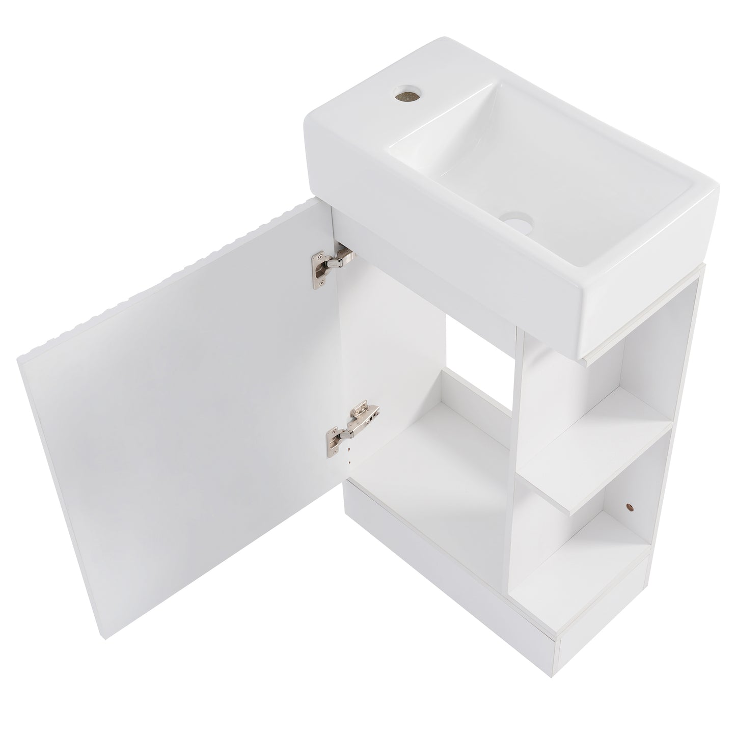 18.6" Bathroom Vanity with Sink, Bathroom Vanity Cabinet with Two-tier Shelf, Left or Right Orientation, White (Old Sku:WF308491AAK) image 11