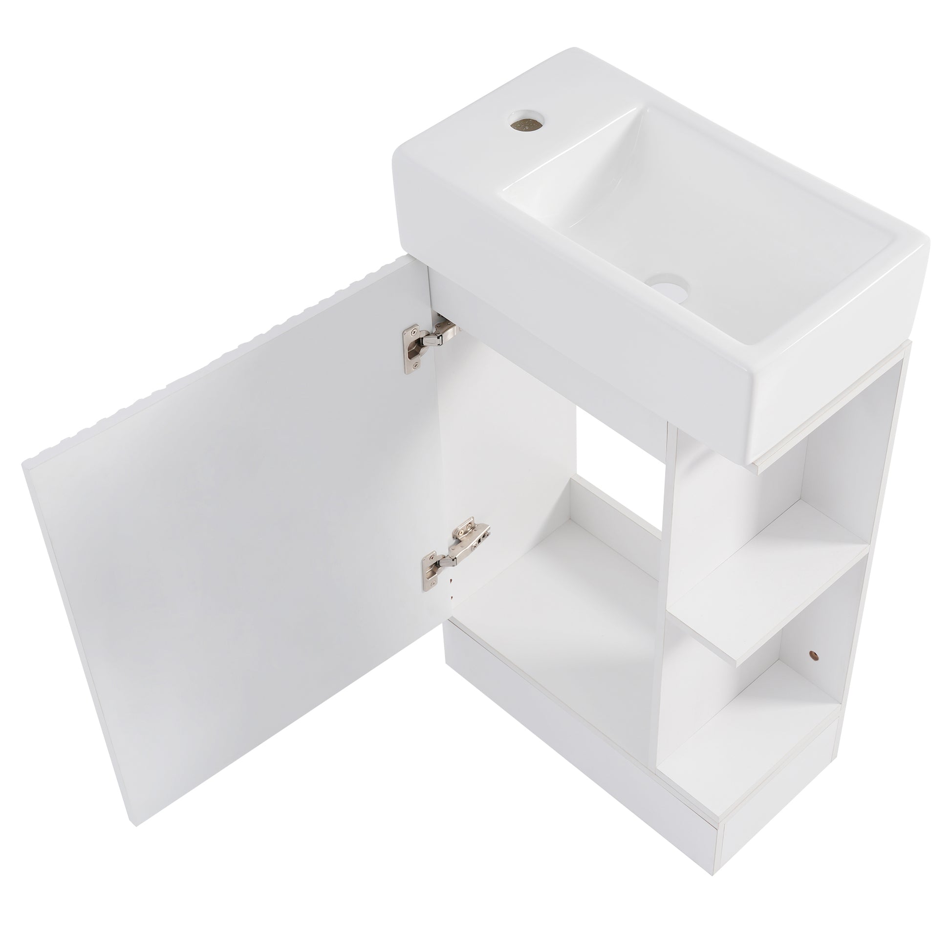 18.6" Bathroom Vanity with Sink, Bathroom Vanity Cabinet with Two-tier Shelf, Left or Right Orientation, White (Old Sku:WF308491AAK) image 11