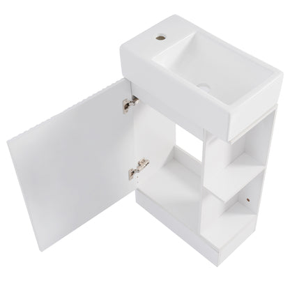 18.6" Bathroom Vanity with Sink, Bathroom Vanity Cabinet with Two-tier Shelf, Left or Right Orientation, White (Old Sku:WF308491AAK) image 11