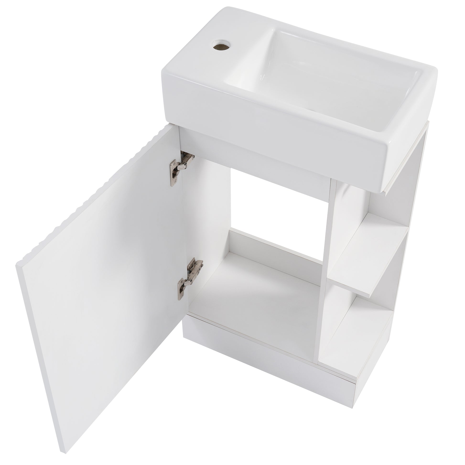 18.6" Bathroom Vanity with Sink, Bathroom Vanity Cabinet with Two-tier Shelf, Left or Right Orientation, White (Old Sku:WF308491AAK) image 9