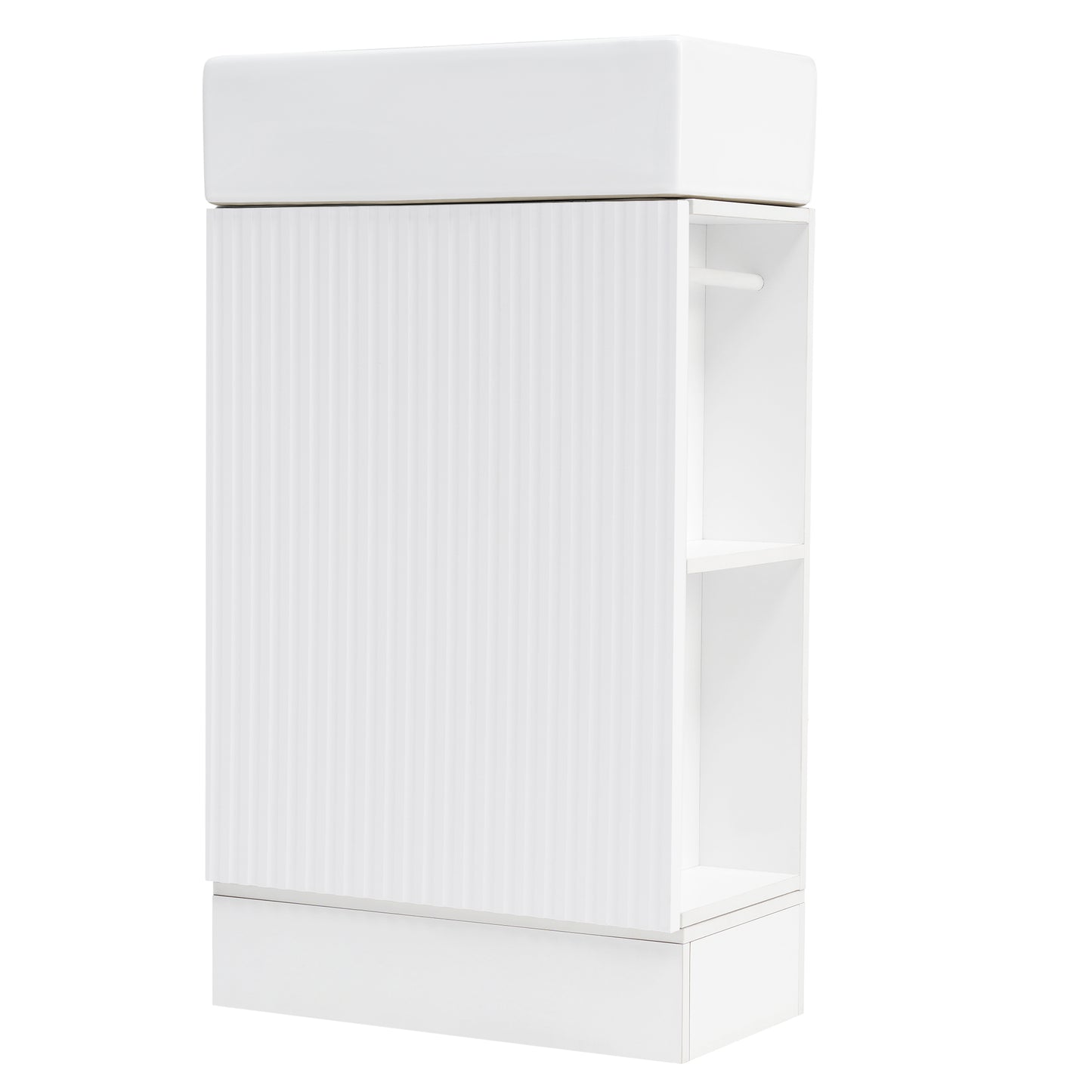18.6" Bathroom Vanity with Sink, Bathroom Vanity Cabinet with Two-tier Shelf, Left or Right Orientation, White (Old Sku:WF308491AAK) image 3