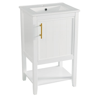 20" Bathroom Vanity with Sink, Bathroom Cabinet with Soft Closing Door, Storage Rack and Open Shelf, White(Old SKU:WF308492AAK/N725P220604K) image 11