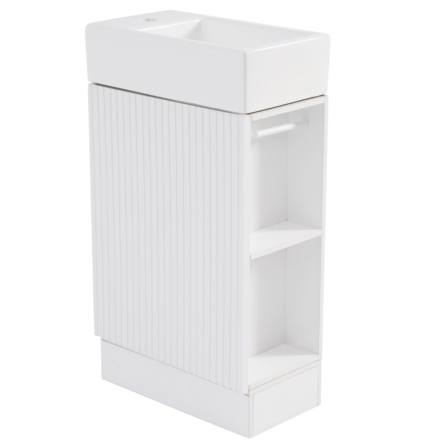 18.6" Bathroom Vanity with Sink, Bathroom Vanity Cabinet with Two-tier Shelf, Left or Right Orientation, White (Old Sku:WF308491AAK) image 5