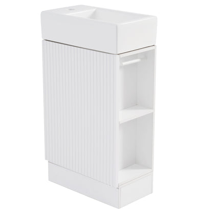 18.6" Bathroom Vanity with Sink, Bathroom Vanity Cabinet with Two-tier Shelf, Left or Right Orientation, White (Old Sku:WF308491AAK) image 5