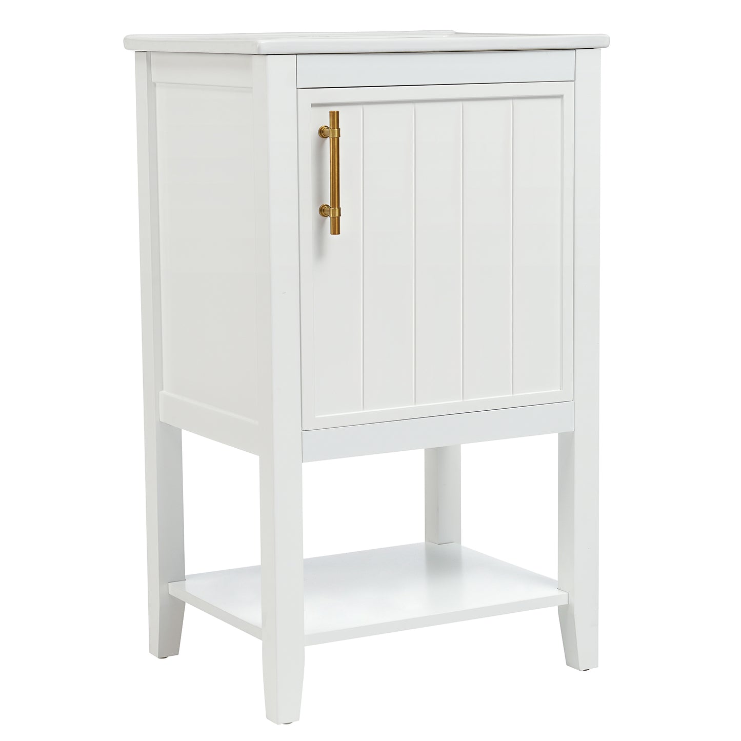 20" Bathroom Vanity with Sink, Bathroom Cabinet with Soft Closing Door, Storage Rack and Open Shelf, White(Old SKU:WF308492AAK/N725P220604K) image 10