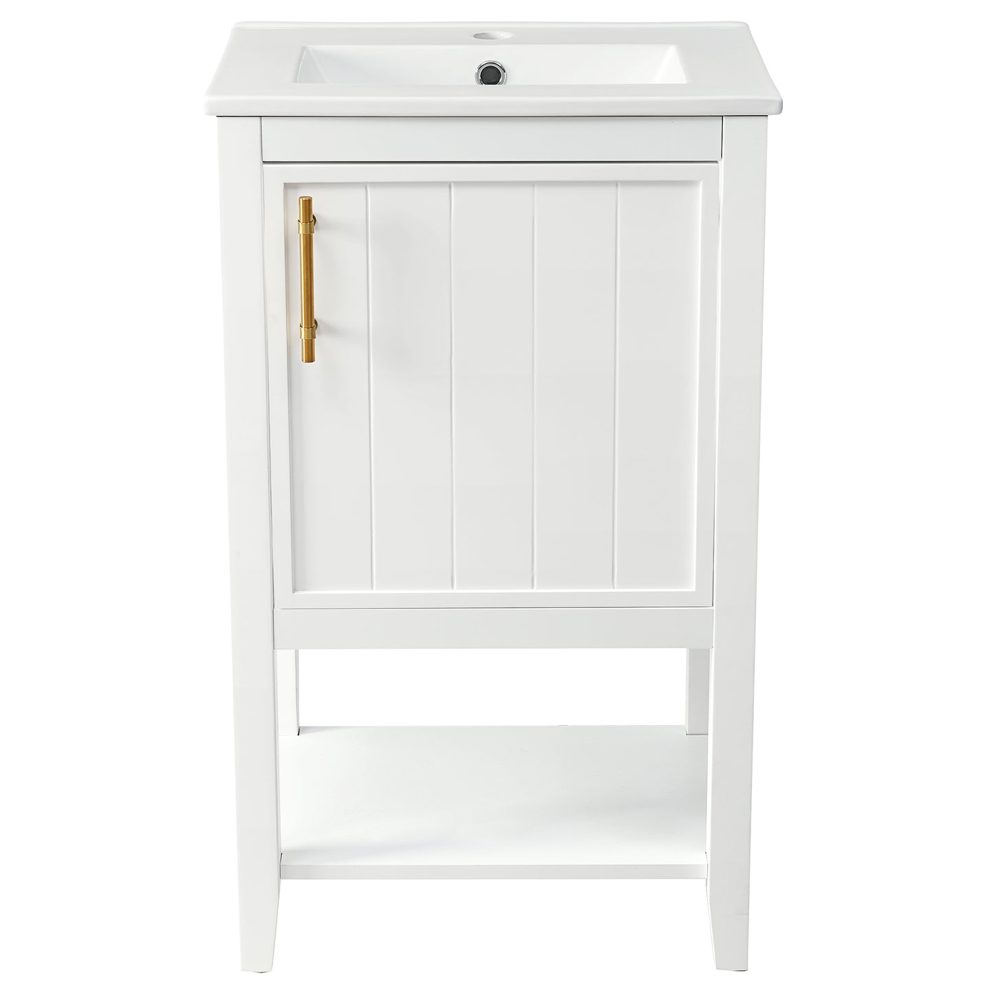 20" Bathroom Vanity with Sink, Bathroom Cabinet with Soft Closing Door, Storage Rack and Open Shelf, White(Old SKU:WF308492AAK/N725P220604K) image 8