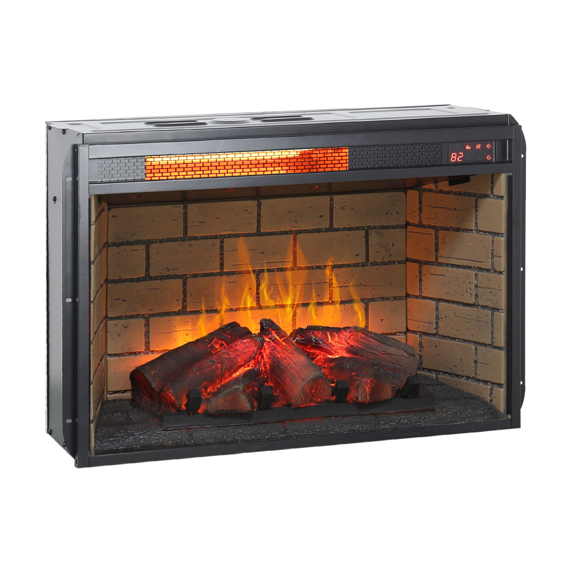26 inch infrared quartz heater fireplace insert -woodlog version with brick image 5