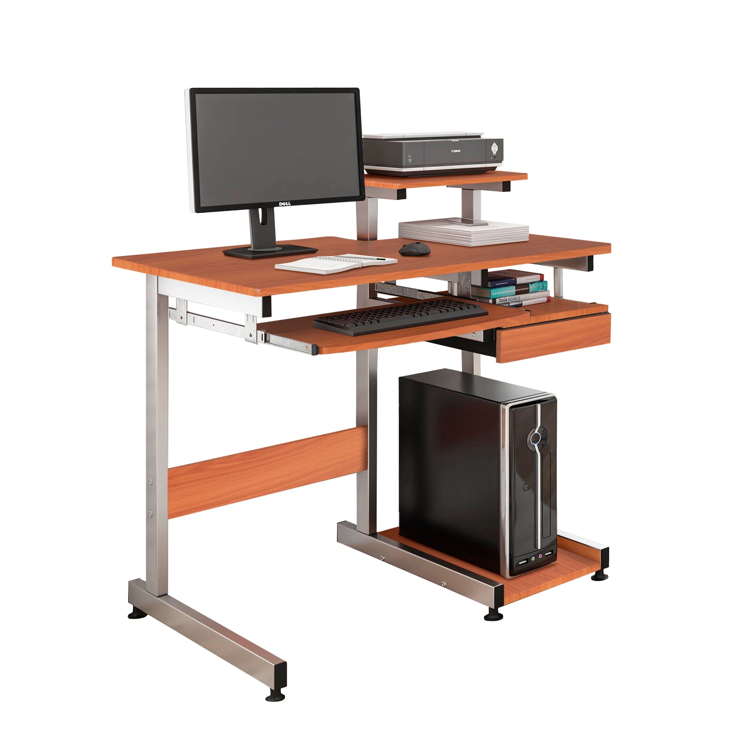 Techni Mobili Complete Computer Workstation Desk, Woodgrain image 2