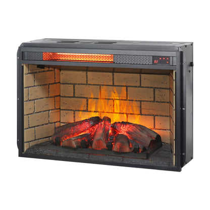26 inch infrared quartz heater fireplace insert -woodlog version with brick image 6
