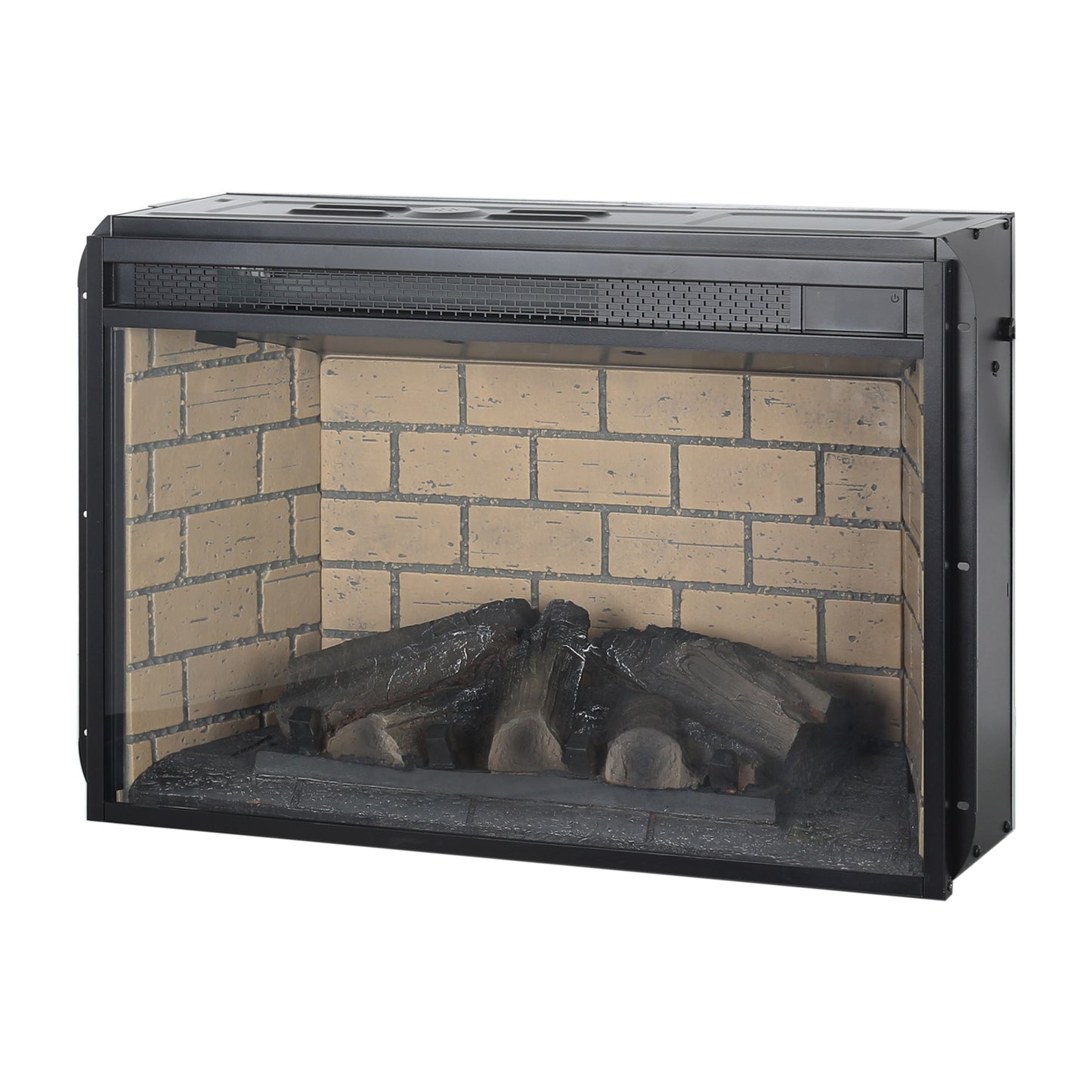 26 inch infrared quartz heater fireplace insert -woodlog version with brick image 9