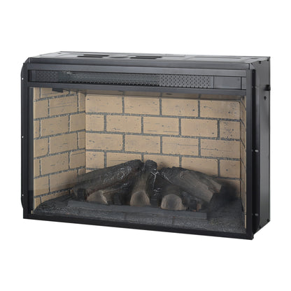26 inch infrared quartz heater fireplace insert -woodlog version with brick image 9